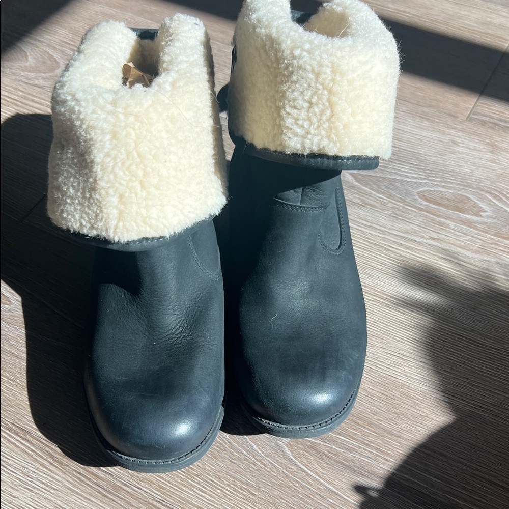 UGG Black and Cream Combat Boots